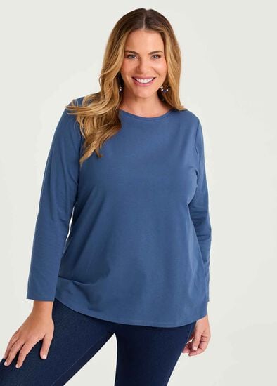 Plus Size Good Earth Cotton Australian Cotton Boat Neck Top
