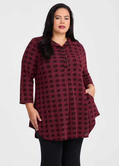 Plus Size Check Luna Textured Revival Tunic