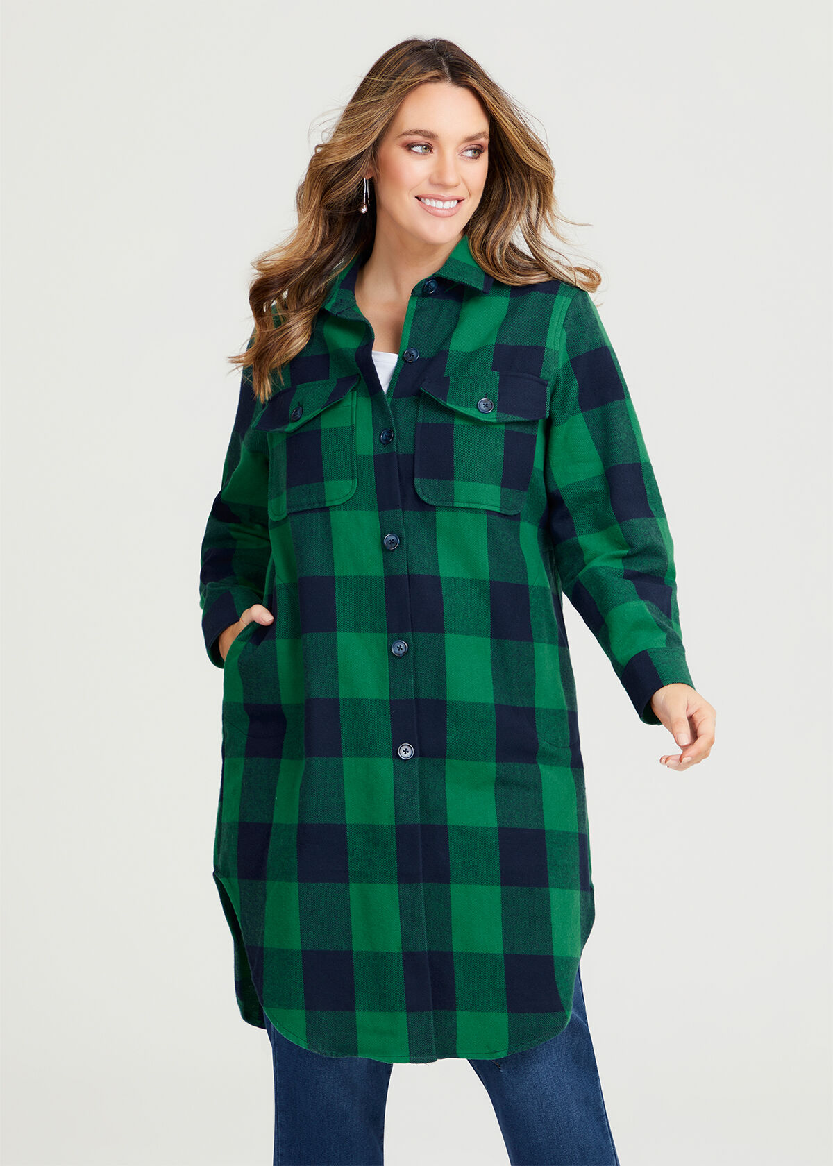 Green shacket women's store