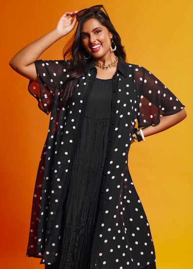 Plus Size Chiffon Enya Polka Dot Duster