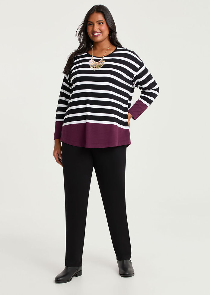 Bamboo Ponte Border Stripe Top, , hi-res