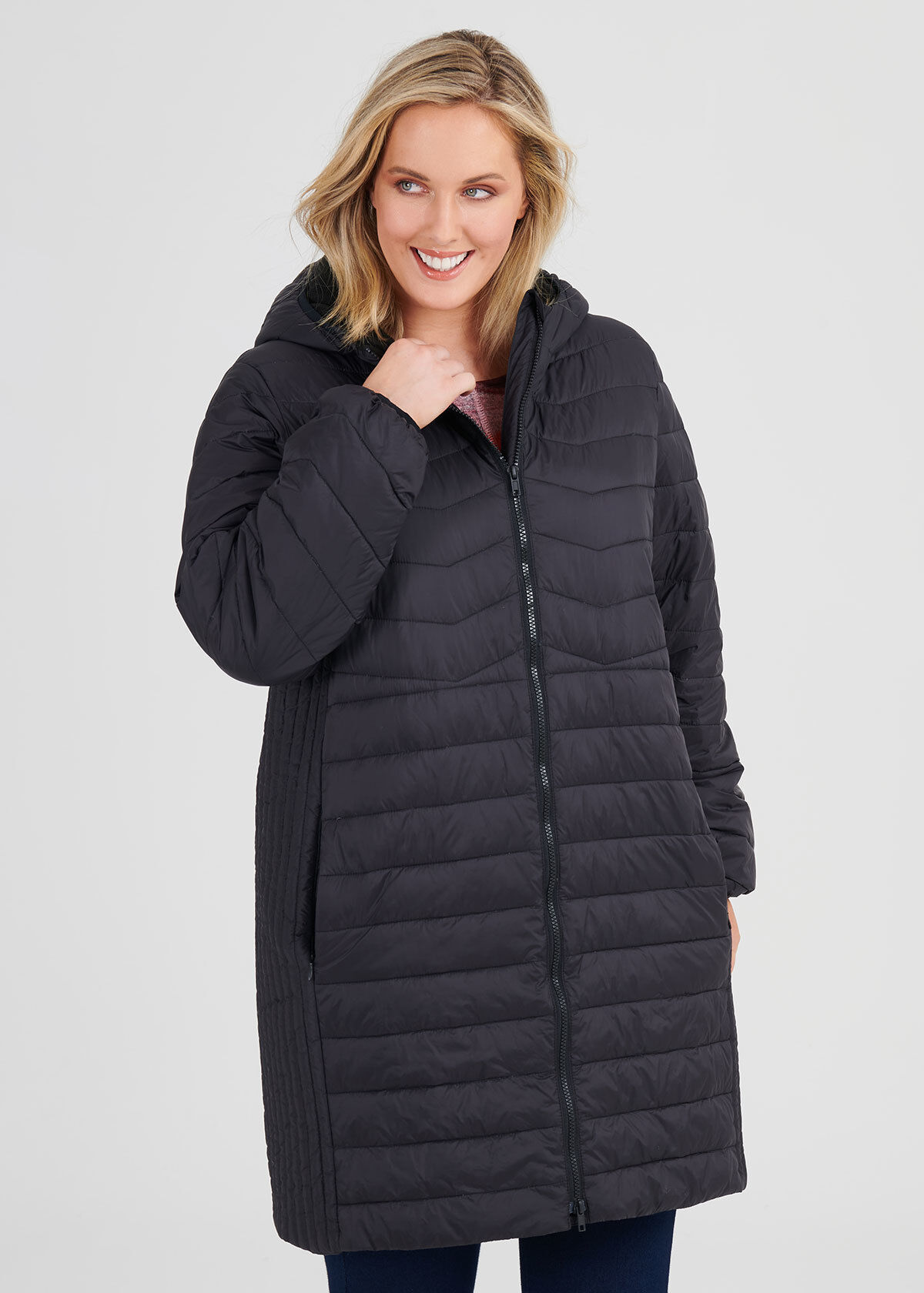 Shop Plus Size Explore Puffer Jacket in Black Taking Shape NZ