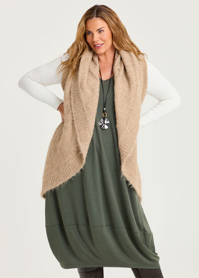 Plus Size Mottled Cascading Vest