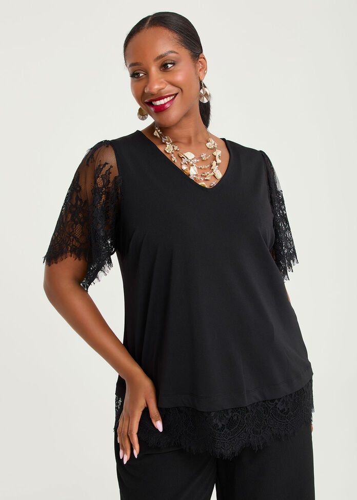 Mia Lace Sleeve Cocktail Top, , hi-res