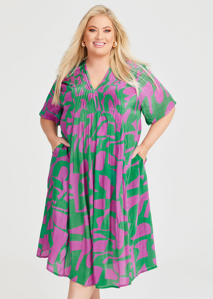 Fiesta Short Sleeve Midi Dress, , hi-res