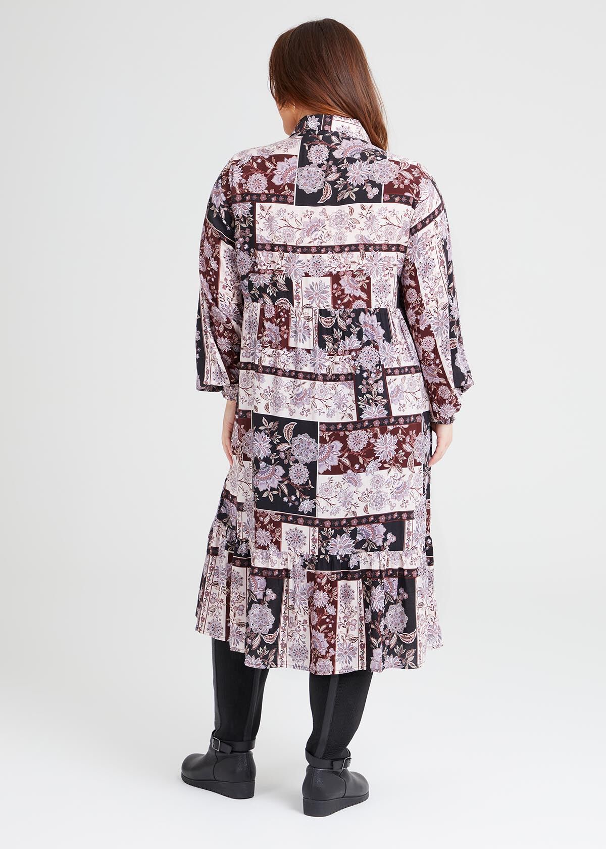 Shop Plus Size Natural Foulard Print Dress in Print Sizes 12 30