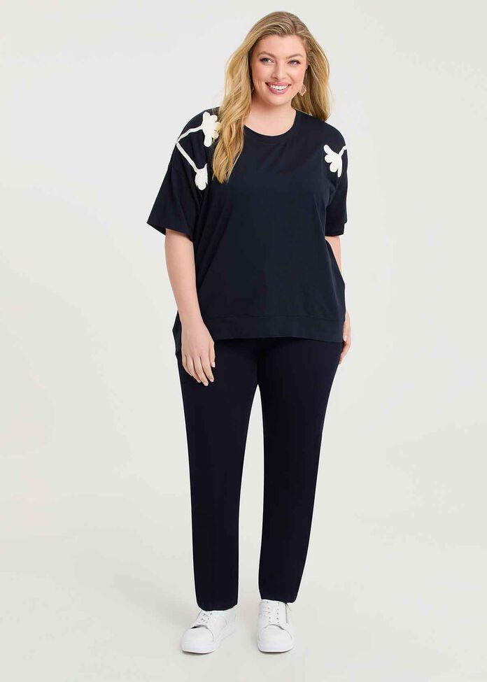 Cotton Embroidery T-shirt, , hi-res