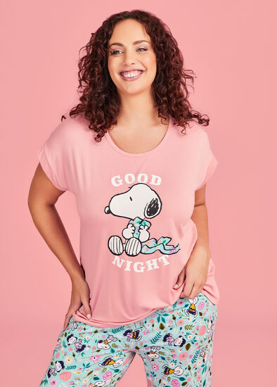 Plus Size Snoopy Good Night Pyjama Top