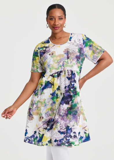 Plus Size Everyday Leaf Natural Dress