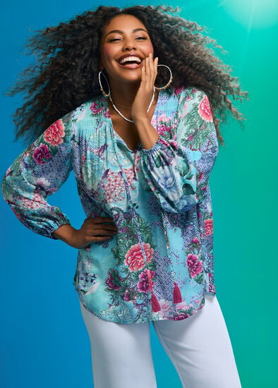 Plus Size Natural Mallorca Tile Top