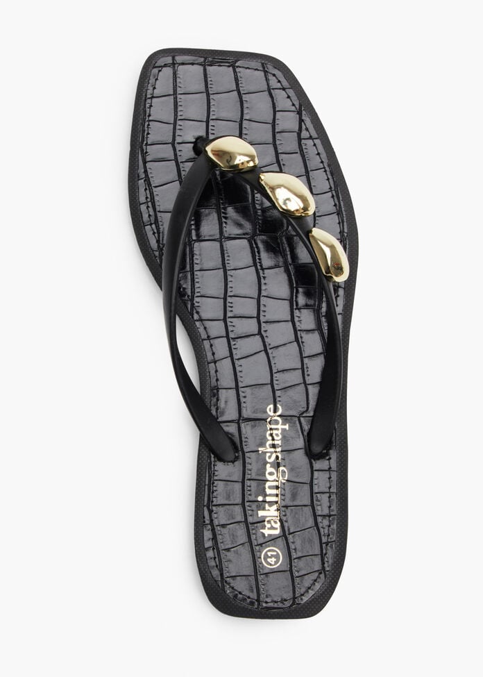 Trim Detail Flip Flop, BLACK, hi-res