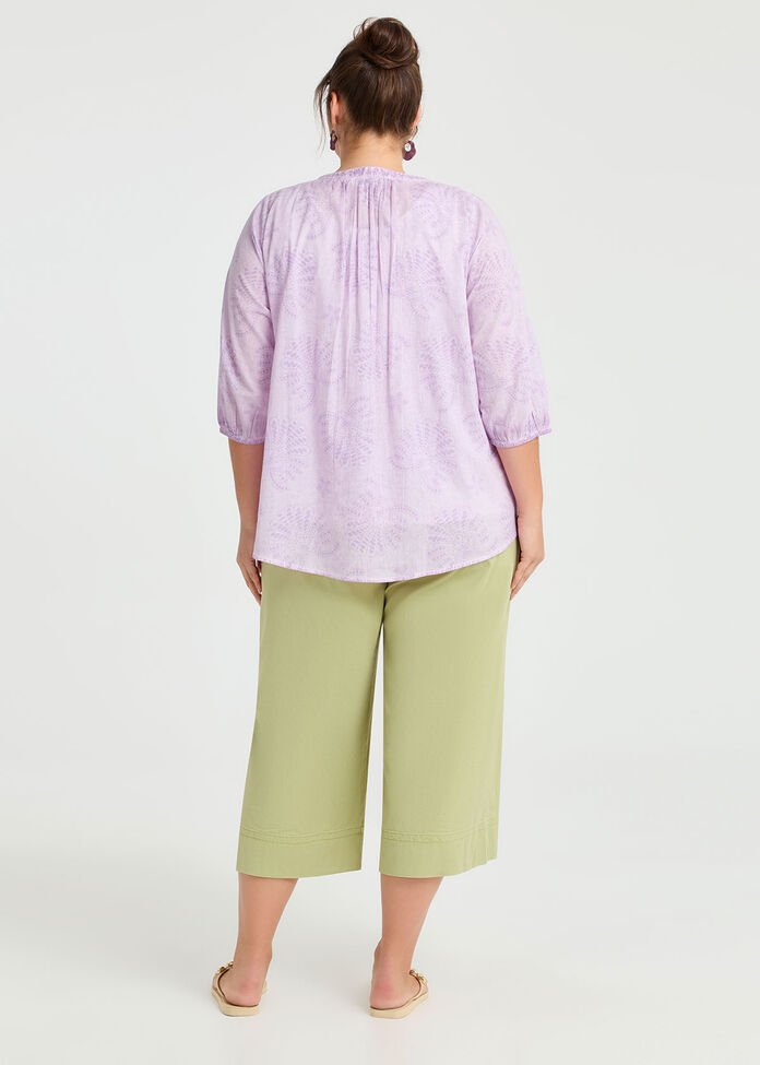 Cotton Broderie Print Top, VIOLET, hi-res