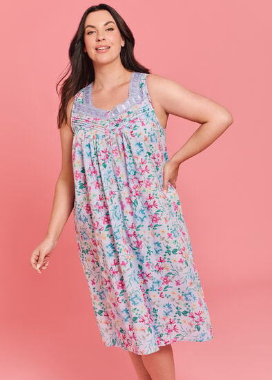 Plus Size Woven Cotton Lace Blossom Nightie