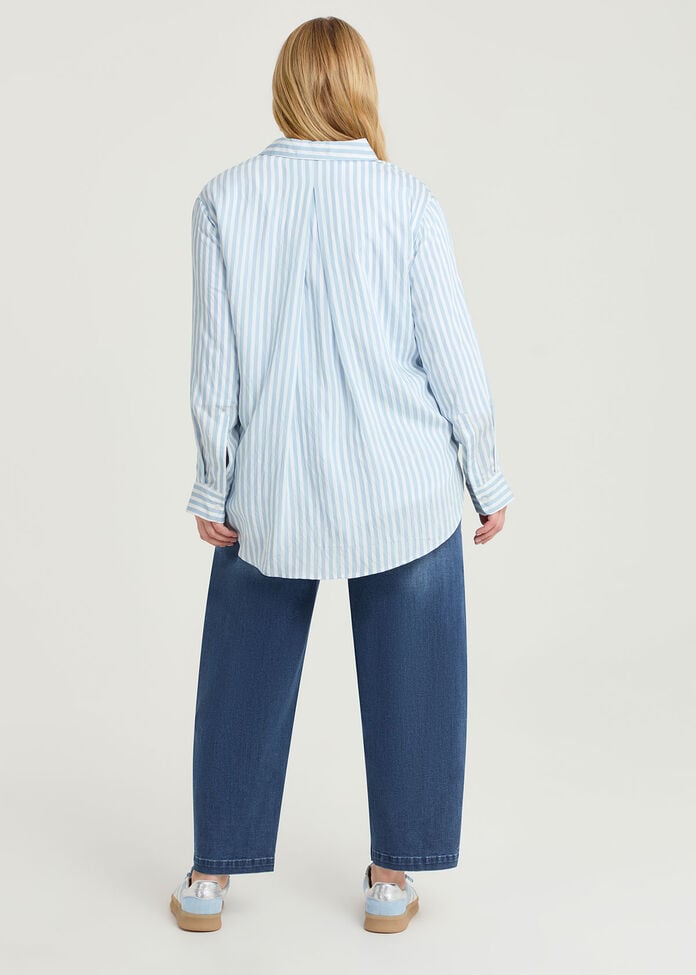 Casual Relaxed Stripe Shirt, , hi-res