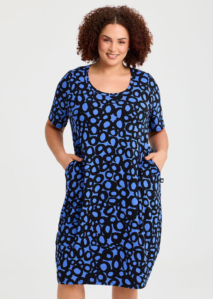 Natural Abstract Spot Dress, , hi-res