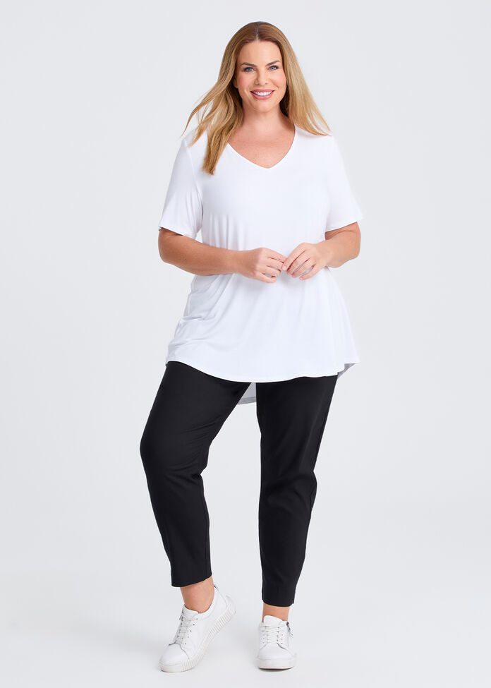 Bamboo Base V Neck Short Sleeve Top, , hi-res