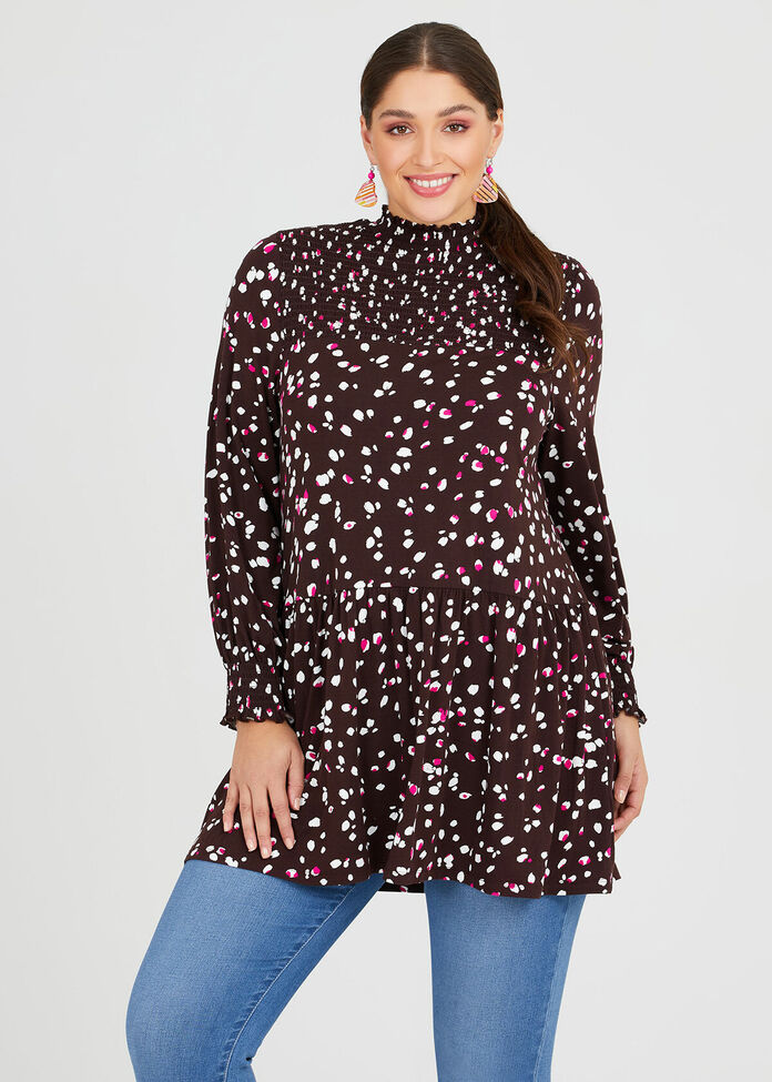 Bamboo Shirred Neck Tunic, , hi-res
