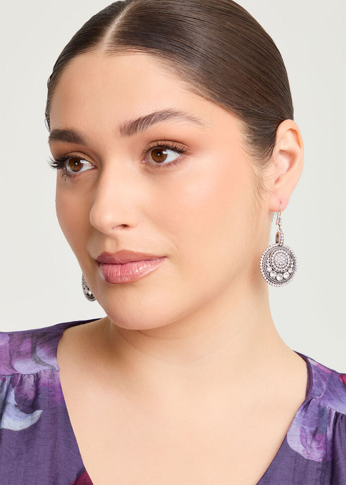 Simple Round Diamante Earrings, , hi-res