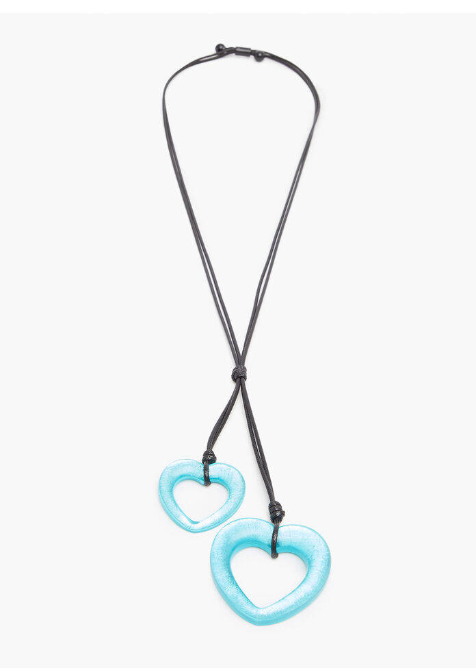 Resin Double Heart Necklace, , hi-res
