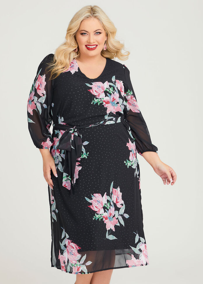 Shop Plus Size Bloom Spot Chiffon Dress in Multi | Taking Shape AU
