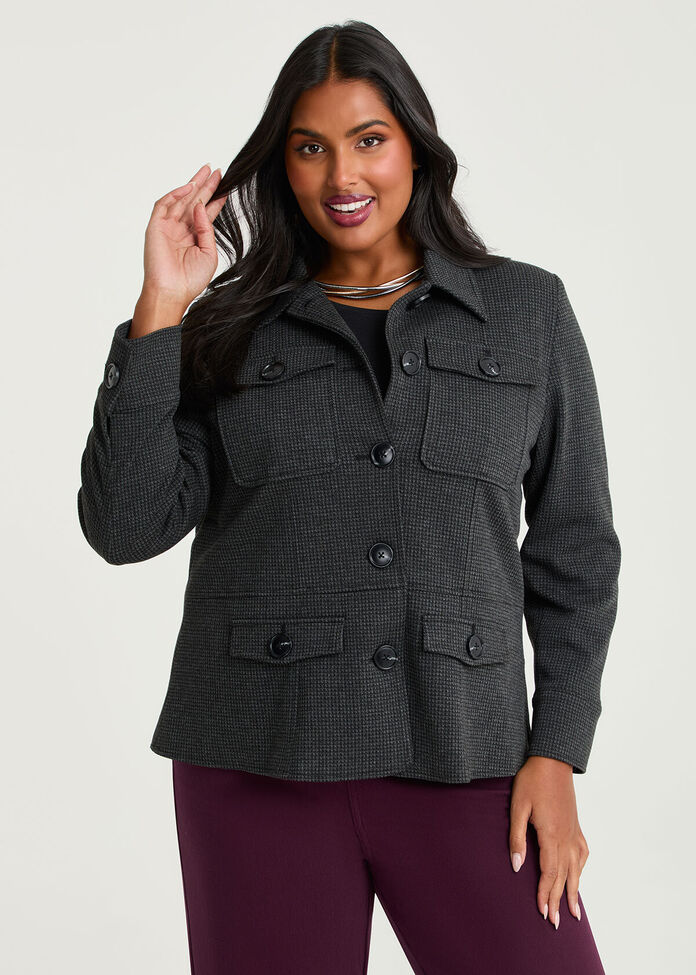 Houndstooth Patch Pocket Jacket, , hi-res