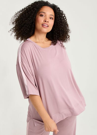 Plus Size Micro Modal Satin Trim Pyjama Top
