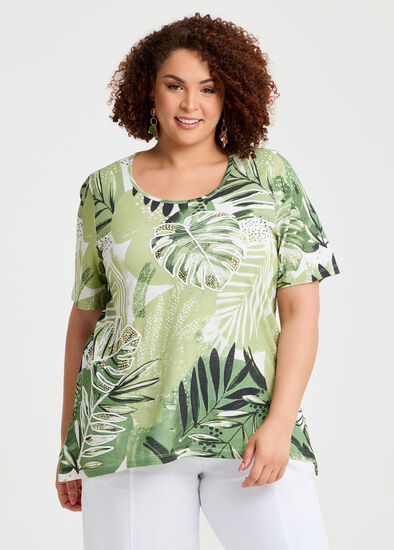 Plus Size Cotton Blend Palm Top