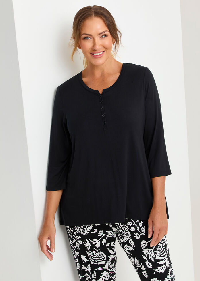 Bamboo Monochrome Pyjama Top, , hi-res