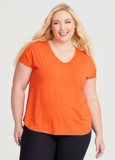 Plus Size Natural Everyday V-neck T-Shirt