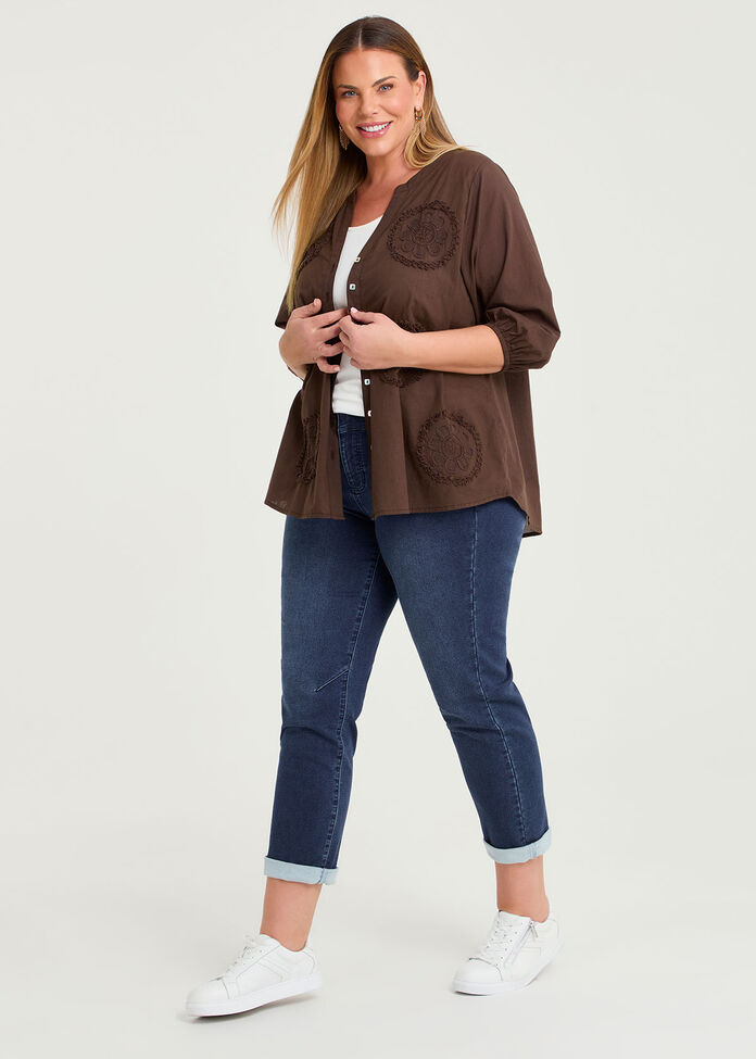 Cotton Spot Embroidery Top, , hi-res