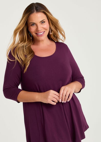 Plus Size Bamboo Base 3/4 Sleeve Top