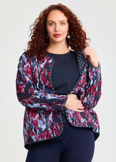 Plus Size Natural Ikat Reversible Jacket