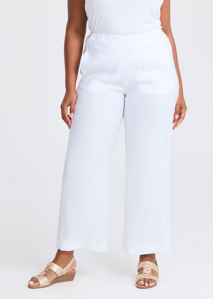 Petite Stretch Linen Bea Wide Pant, , hi-res