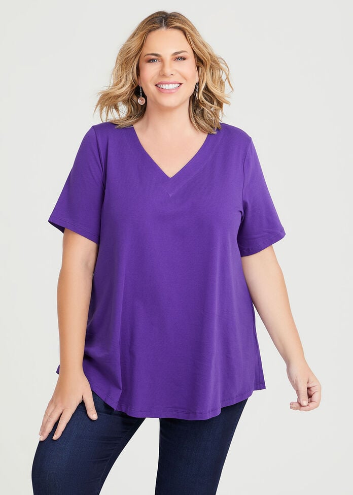 Organic V-neck Swing Basic Tee, , hi-res