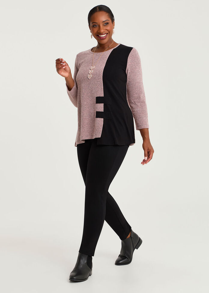 Rose Textured Spliced Top, , hi-res