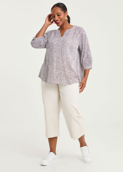 Plus Size Cotton Wide Leg Chino Crop Pant