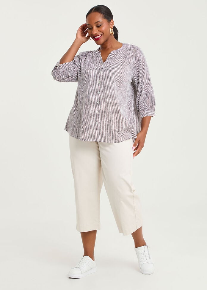 Cotton Wide Leg Chino Crop Pant, , hi-res