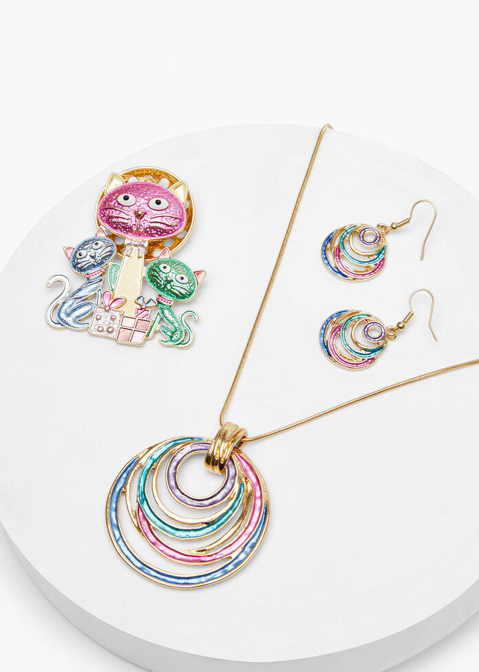 Enamel Circles Earrings, , hi-res