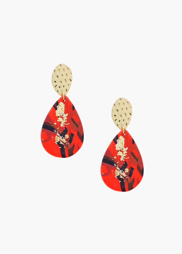 Red & Gold Earrings, , hi-res