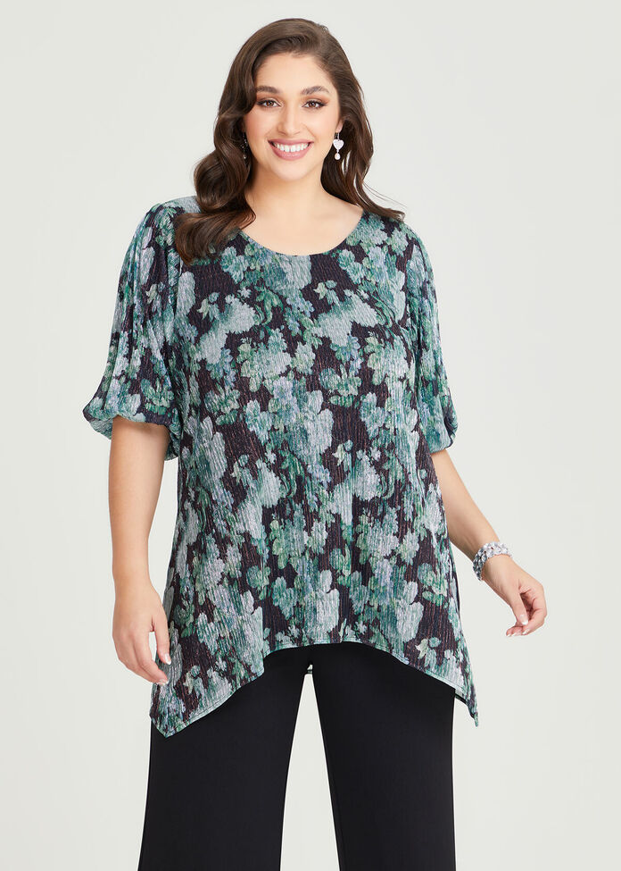 Shop Plus Size Dia Floral Shimmer Tunic in Green | Taking Shape AU