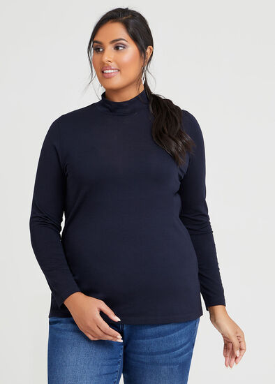 Plus Size Wool Bamboo Mock Neck Top