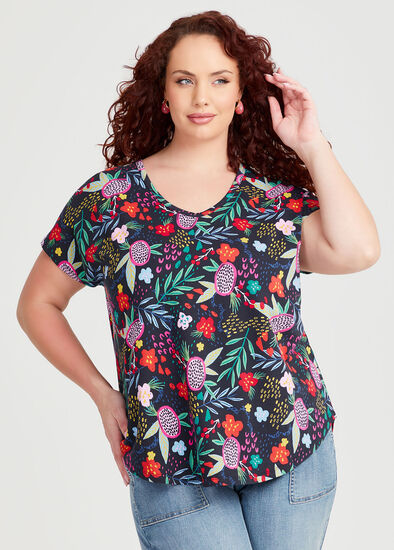 Plus Size Cotton Bright Graphic T-shirt