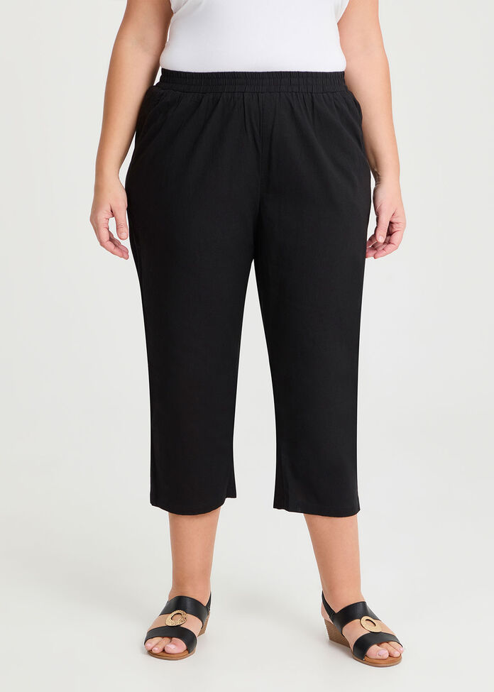 Cotton Linen Crop Pant, , hi-res