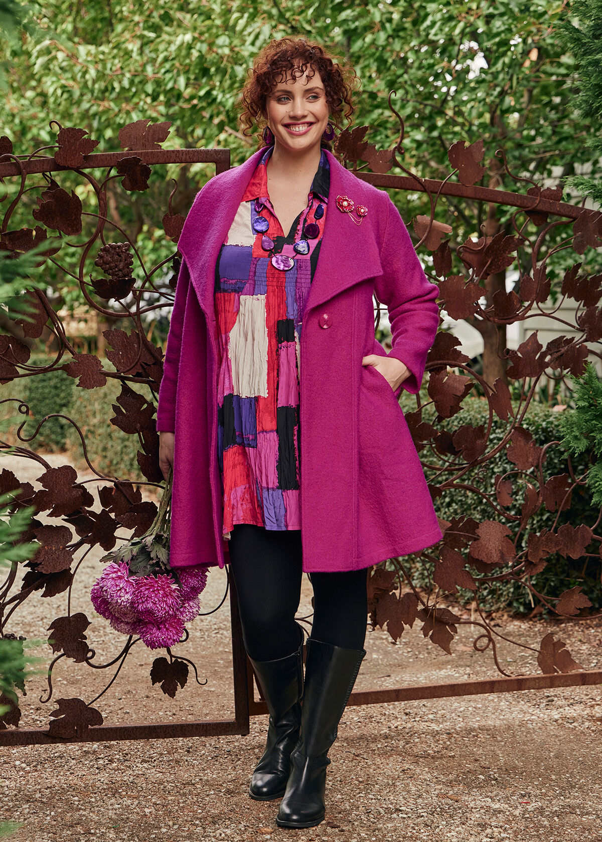 Shop Plus Size Morgan Boiled Wool Coat in Red Taking Shape AU