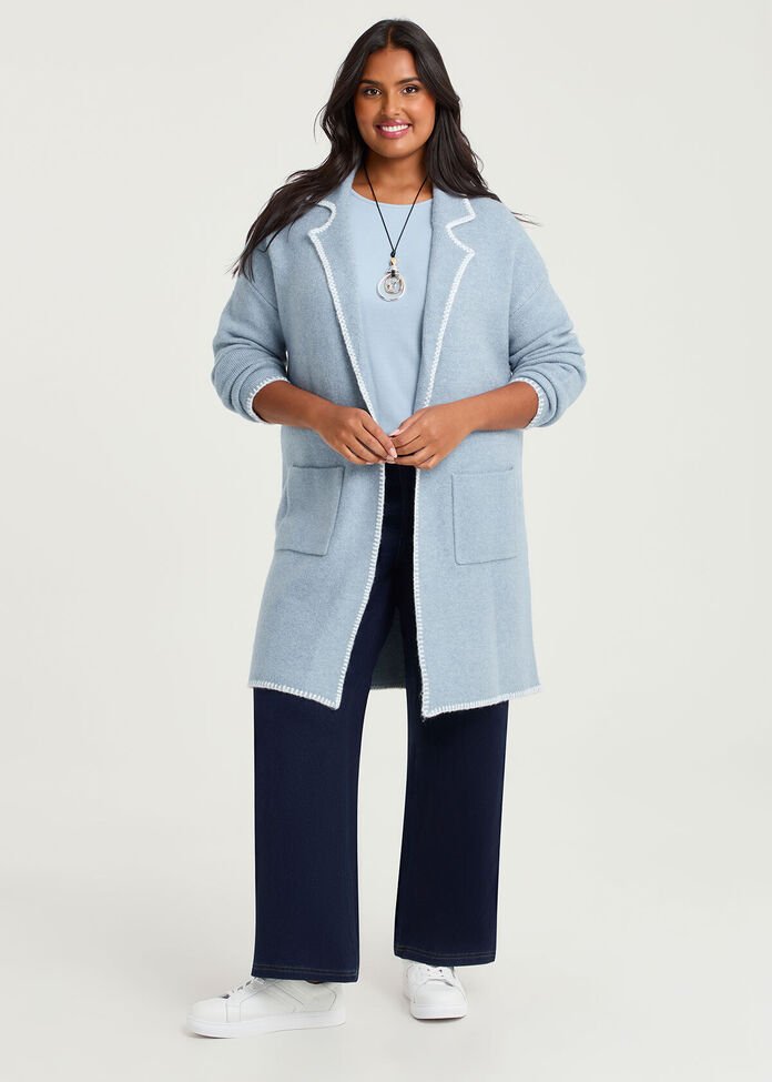 Shop Plus Size Rib Back Button Detail Top, Blue | Taking Shape NZ