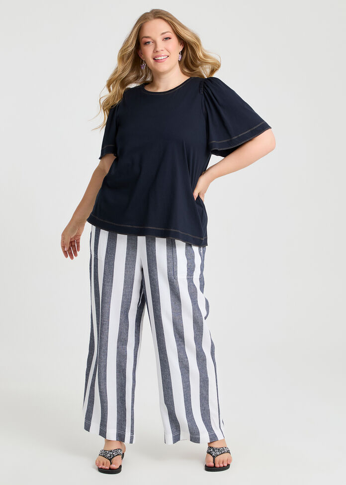 Cotton Contrast Stitch Top, , hi-res