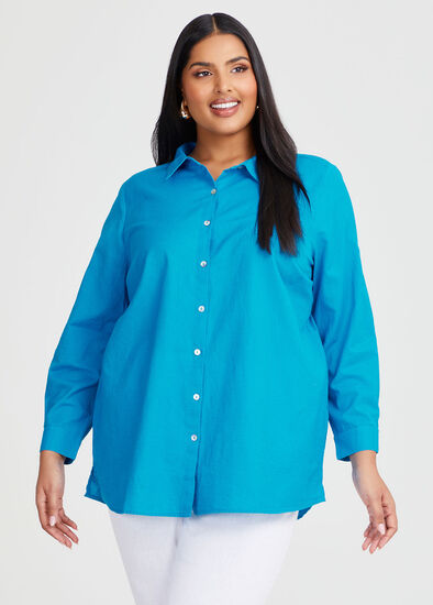Plus Size Cotton Linen Essential Shirt