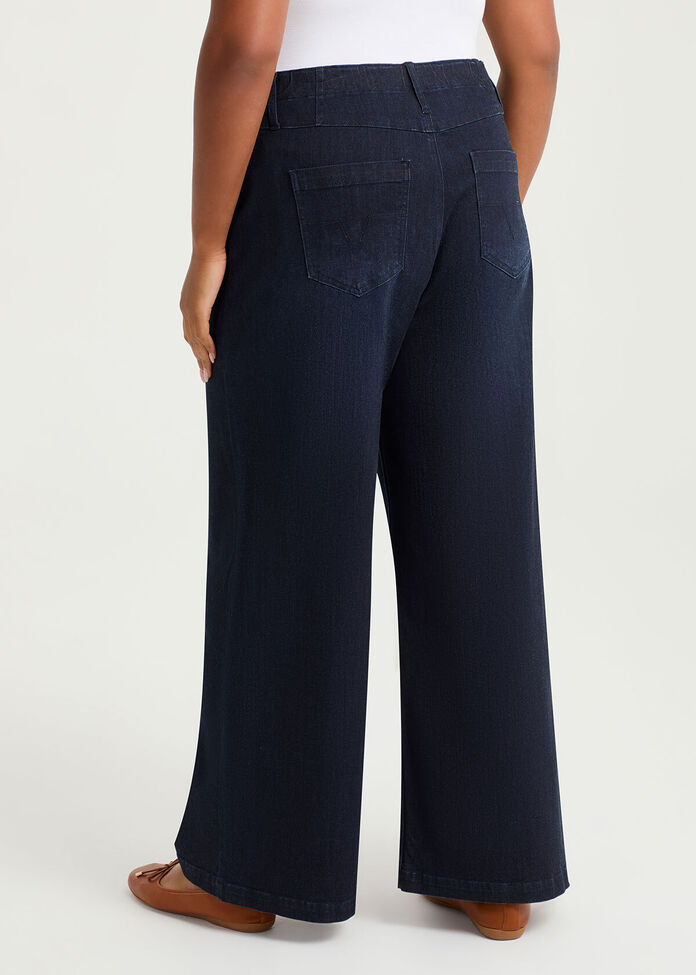 Cotton Seam Front Wide Leg Jean, , hi-res