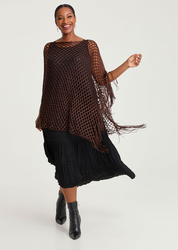 Dressy Crochet Poncho, , hi-res
