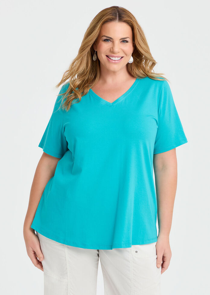 Shop Plus Size Organic Cotton V-neck T-shirt, Green | Taking Shape AU